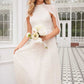 Scallop Sequin Cape Ankle Gown