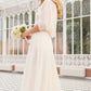 Scallop Sequin Cape Ankle Gown