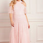 Scallop Sequin Halter-Neck Ankle Gown