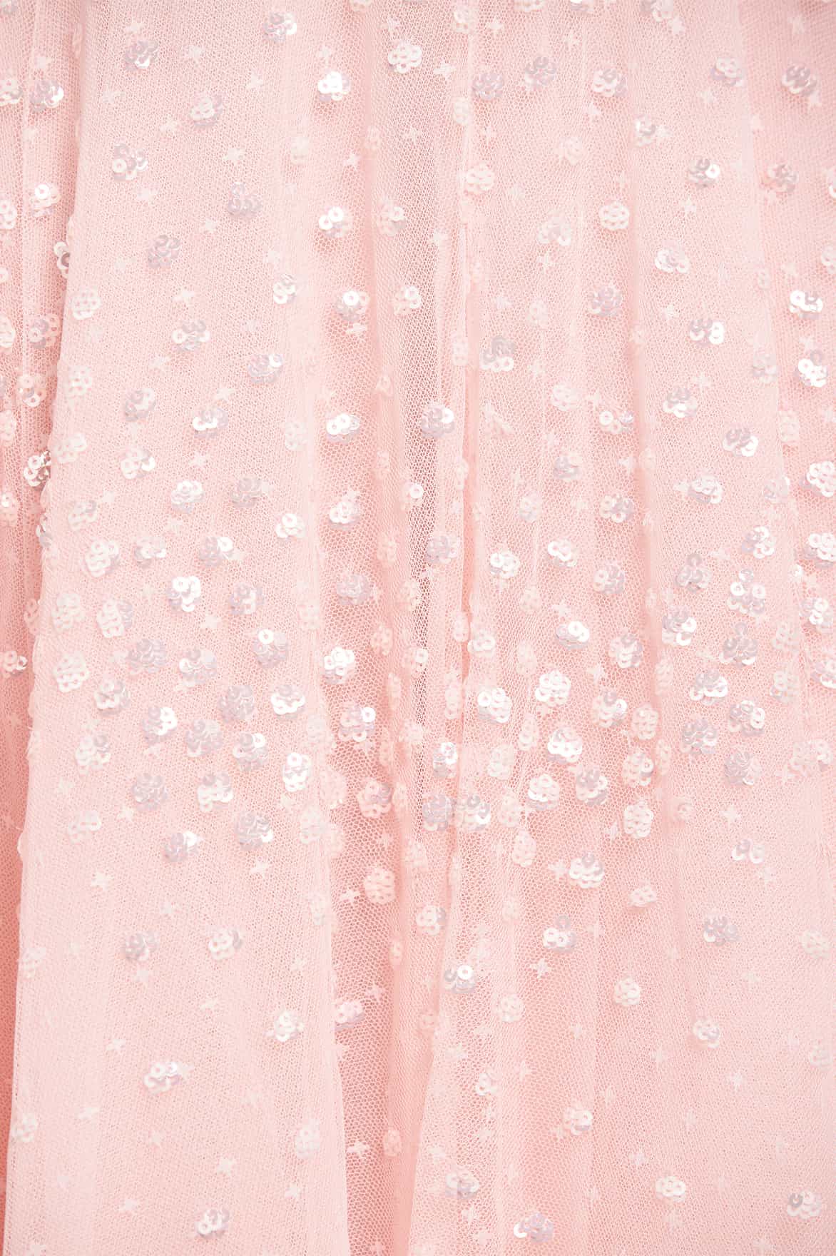 Scallop Sequin Halter-Neck Ankle Gown