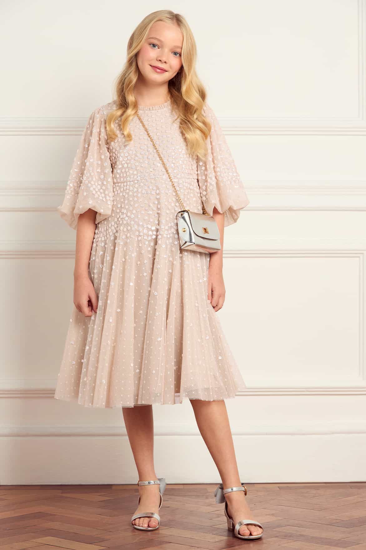 Scallop Sequin Kids Dress