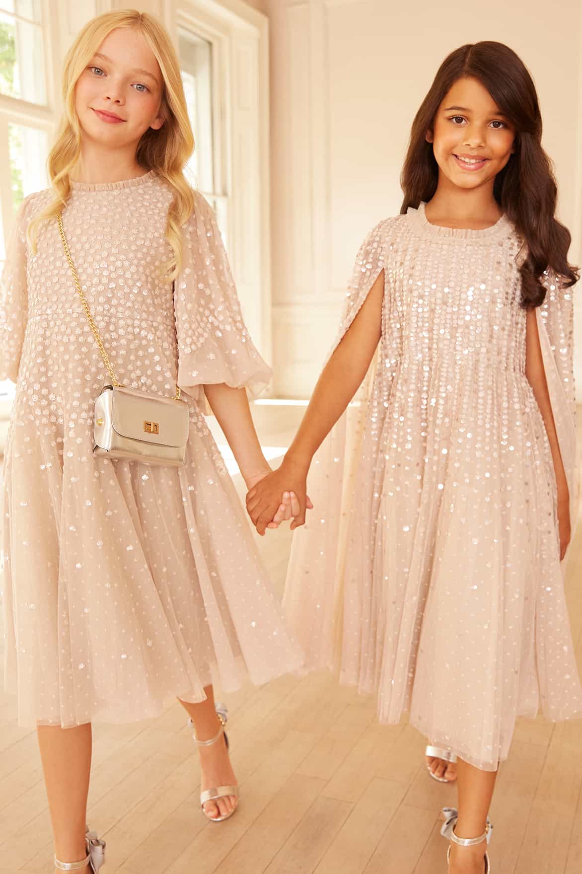 Moonlight Sequin Cape Kids Dress