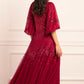 Scallop Sequin Round Neck Ankle Gown