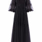 Scallop Sequin Round Neck Ankle Gown