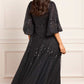 Scallop Sequin Round Neck Ankle Gown