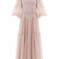 Scallop Sequin Round Neck Ankle Gown