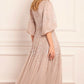 Scallop Sequin Round Neck Ankle Gown