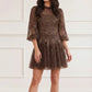 Scallop Sequin Round Neck Micro Mini Dress