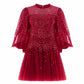 Scallop Sequin Round Neck Micro Mini Dress