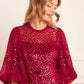 Scallop Sequin Round Neck Micro Mini Dress
