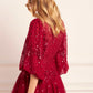 Scallop Sequin Round Neck Micro Mini Dress