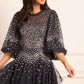 Scallop Sequin Round Neck Micro Mini Dress