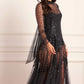 Scallop Sequin Sheer Bow Ankle Gown