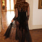 Scallop Sequin Sheer Bow Ankle Gown