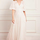 Scallop Sequin V-Neck Ankle Gown