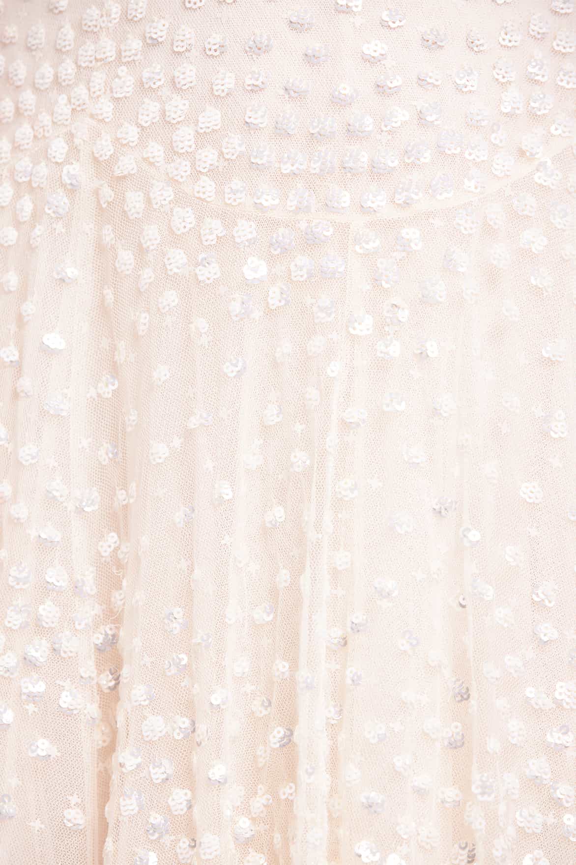 Scallop Sequin V-Neck Ankle Gown