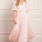 Scallop Sequin V-Neck Ankle Gown