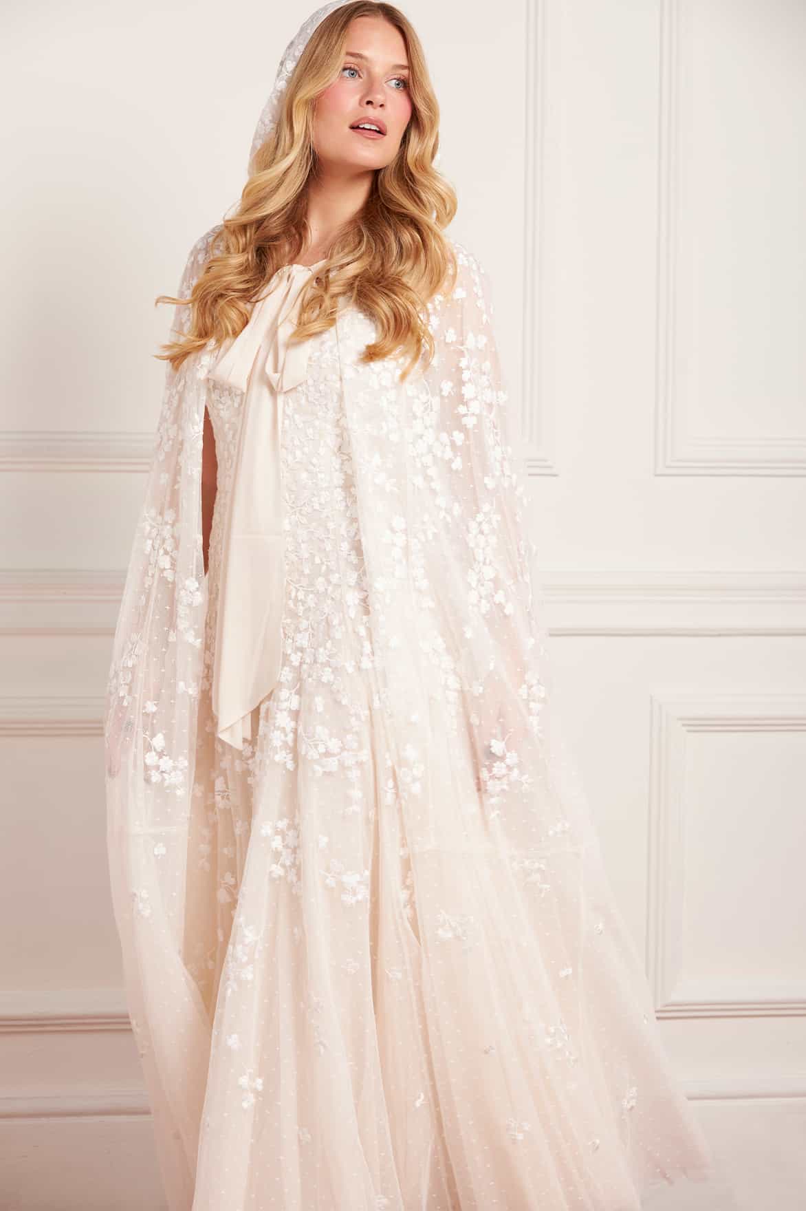Scatter Blossom Hooded Long Cape