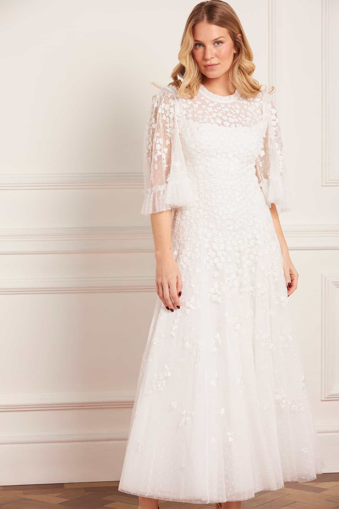 Scatter Blossom Round Neck Ankle Gown