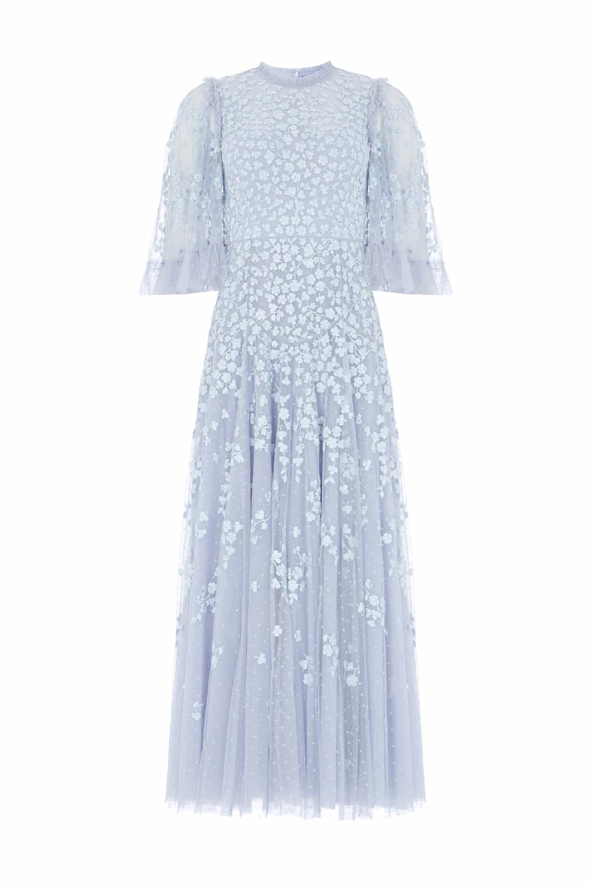 Scatter Blossom Round Neck Ankle Gown