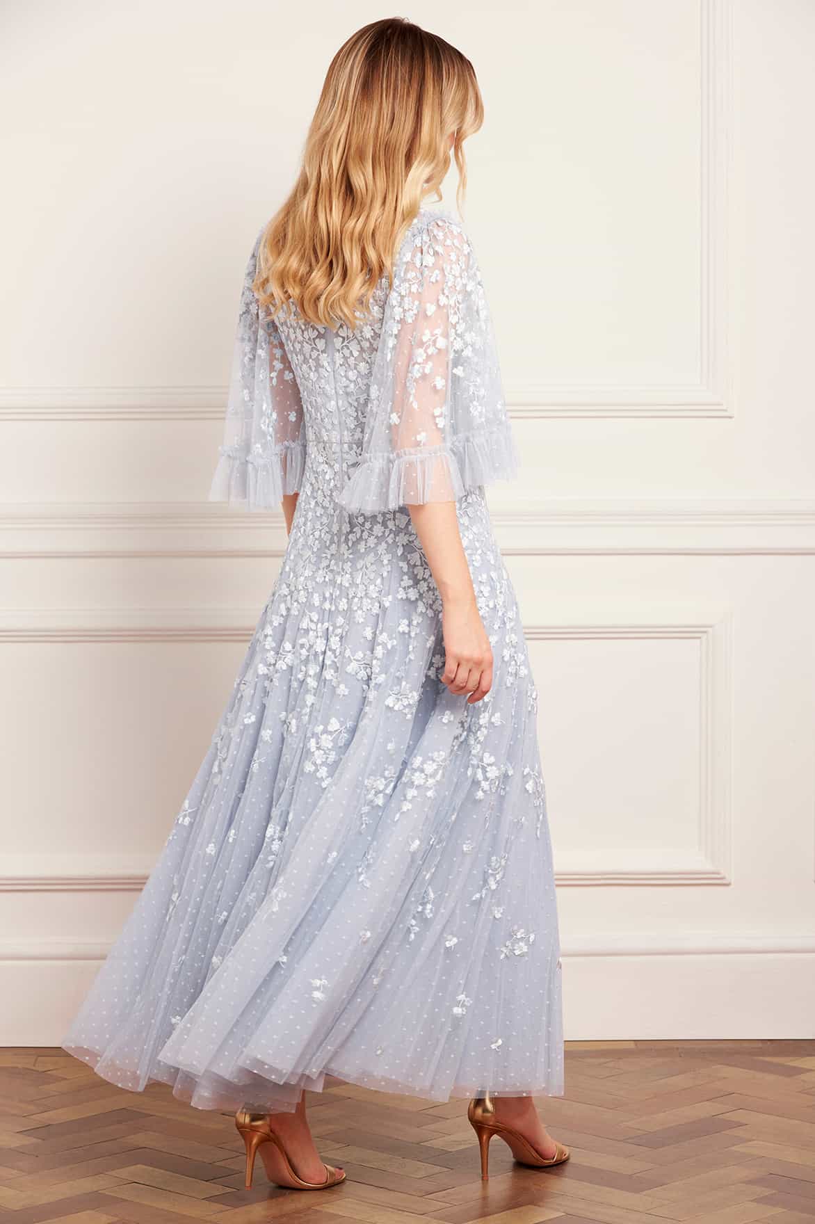 Scatter Blossom Round Neck Ankle Gown