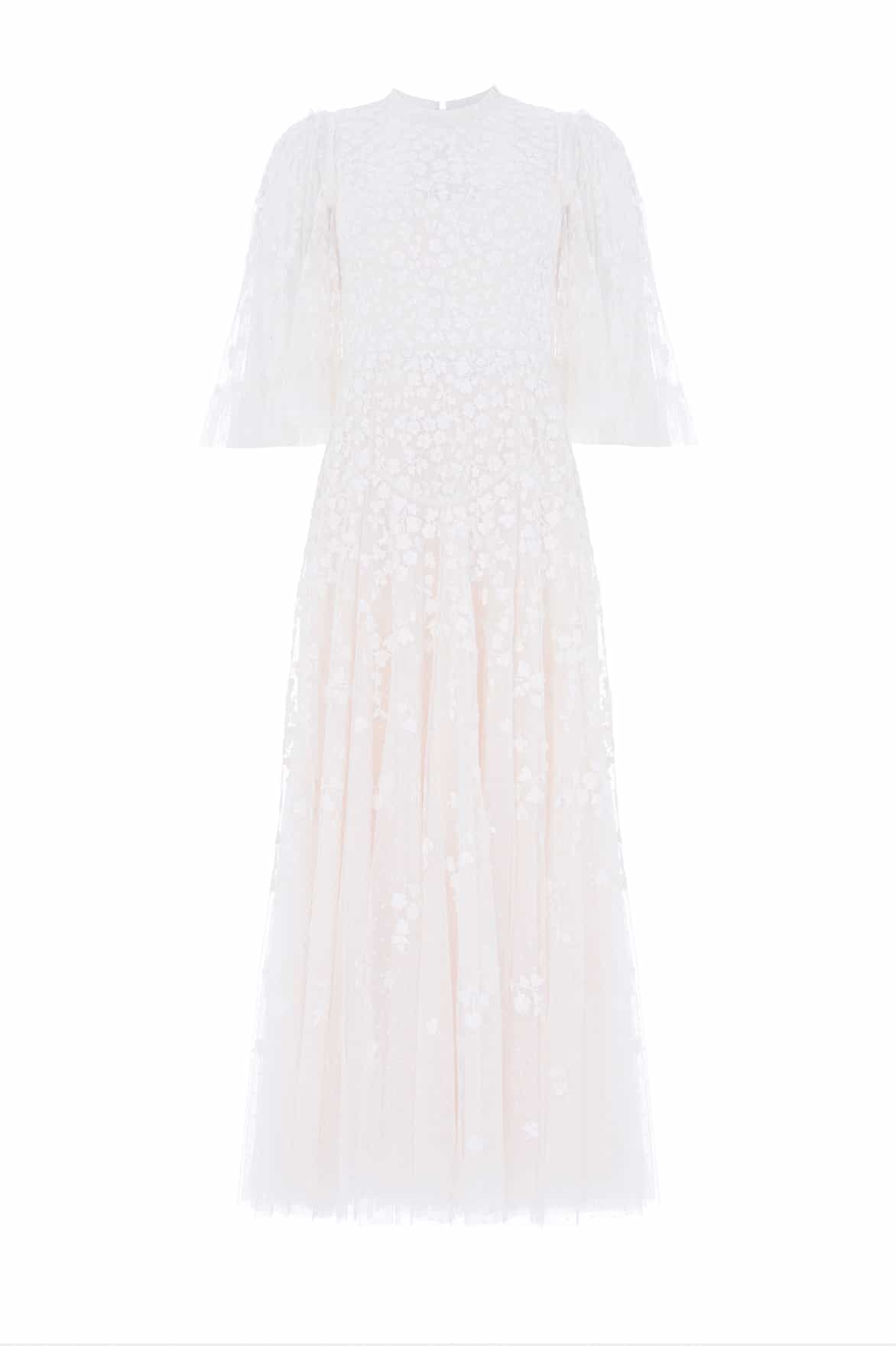 Scatter Blossom Round Neck Ankle Gown