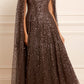Scatter Dot Cape Sleeve Ankle Gown