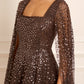 Scatter Dot Cape Sleeve Ankle Gown