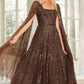 Scatter Dot Cape Sleeve Ankle Gown