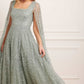 Scatter Dot Cape Sleeve Ankle Gown