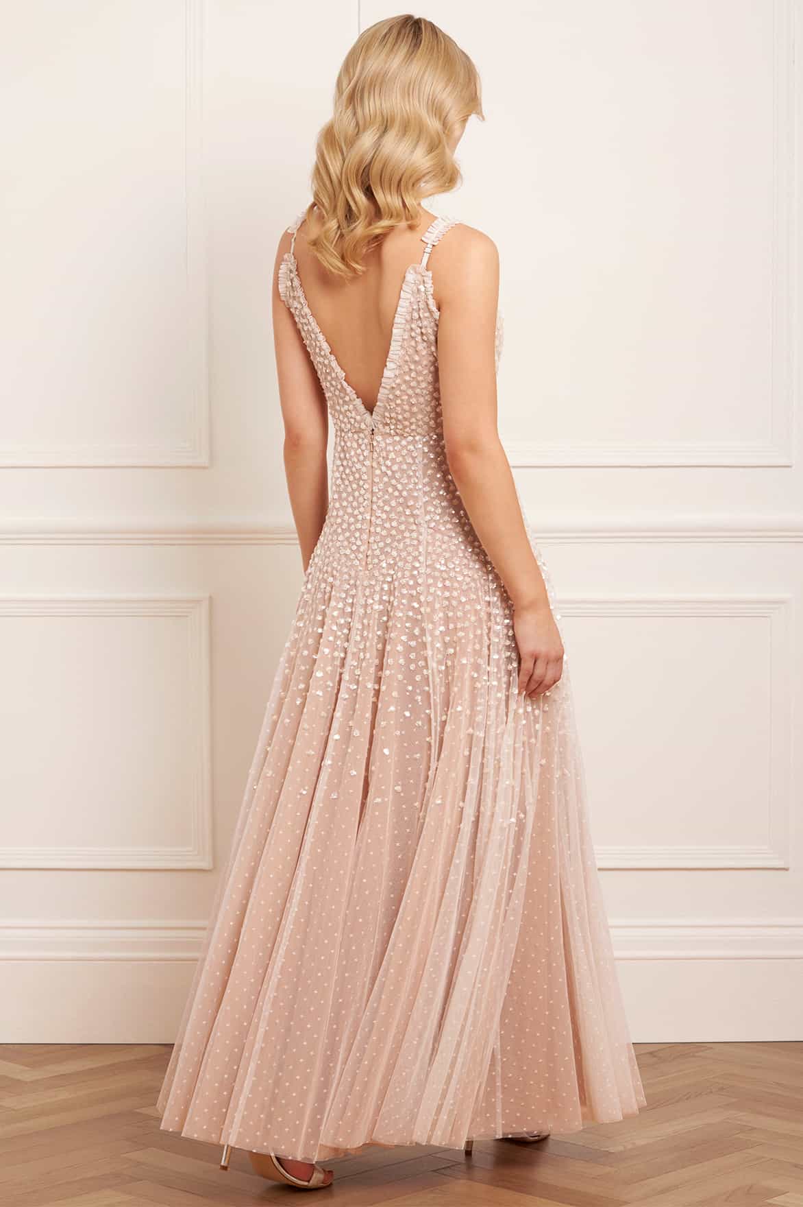 Sequin Cascade Cami Plunge Gown