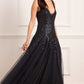 Sequin Cascade Cami Plunge Gown