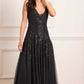 Sequin Cascade Cami Plunge Gown