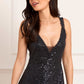 Sequin Cascade Cami Plunge Gown