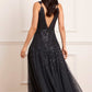 Sequin Cascade Cami Plunge Gown