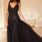 Sequin Cascade Cami Plunge Gown