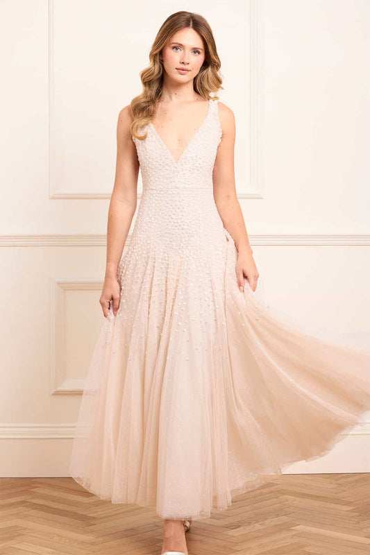 Sequin Cascade Cami Plunge Gown