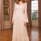 Sequin Cascade Long Sleeve Ankle Gown