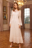 Sequin Cascade Long Sleeve Ankle Gown