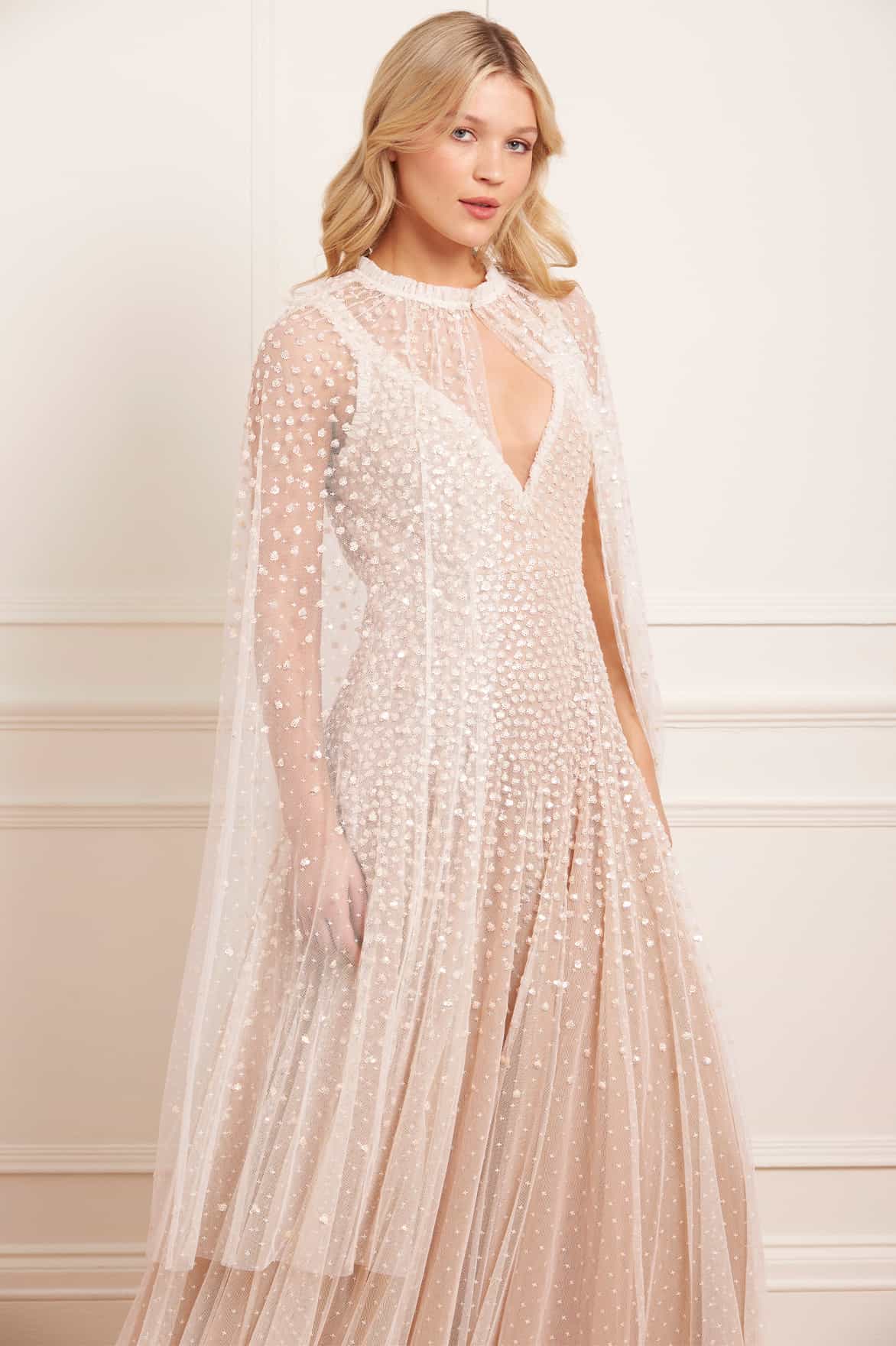 Sequin Cascade Midaxi Open Cape