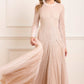 Sequin Cascade Round Neck Gown