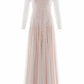 Sequin Cascade Round Neck Gown