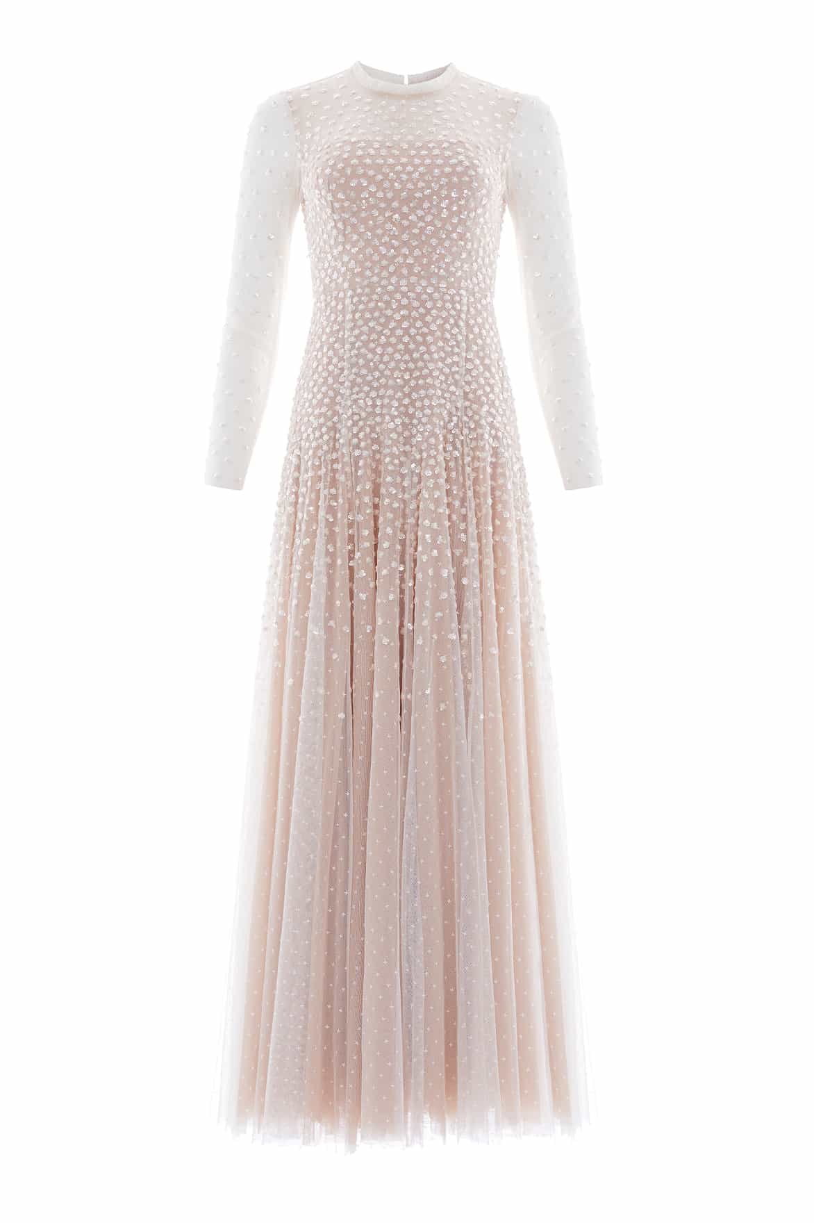 Sequin Cascade Round Neck Gown