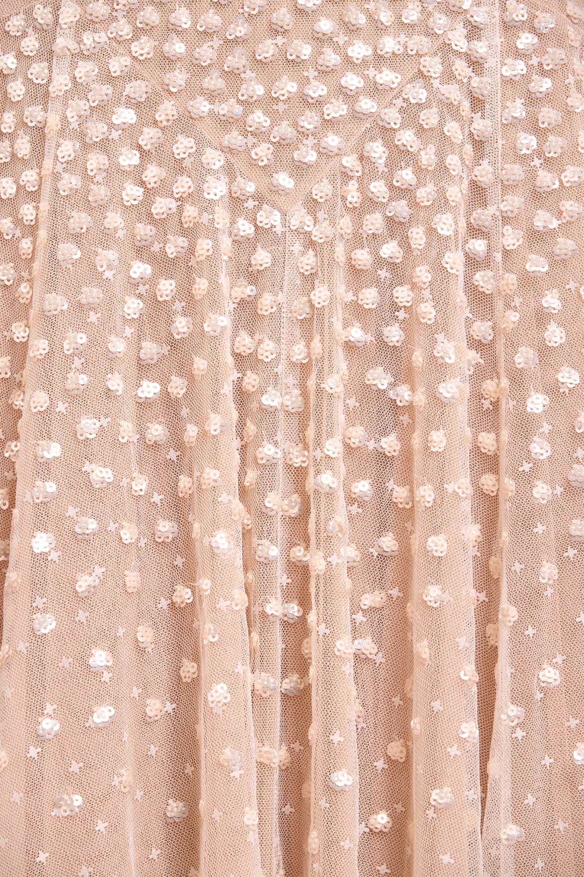 Sequin Cascade Round Neck Gown