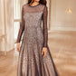 Sequin Cascade Round Neck Gown