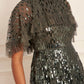 Sequin Dash Cape Ankle Gown