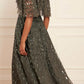 Sequin Dash Cape Ankle Gown