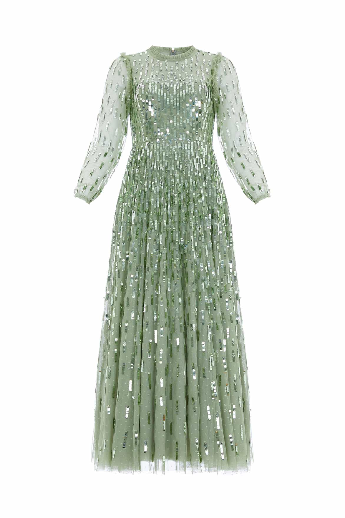 Sequin Dash Long Sleeve Ankle Gown