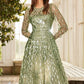 Sequin Dash Long Sleeve Ankle Gown
