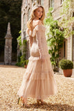 Sequin Glimmer Rouched Off-Shoulder Gown